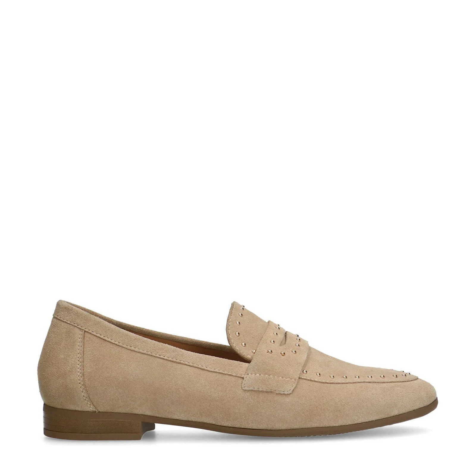 Manfield suède loafers met studs beige