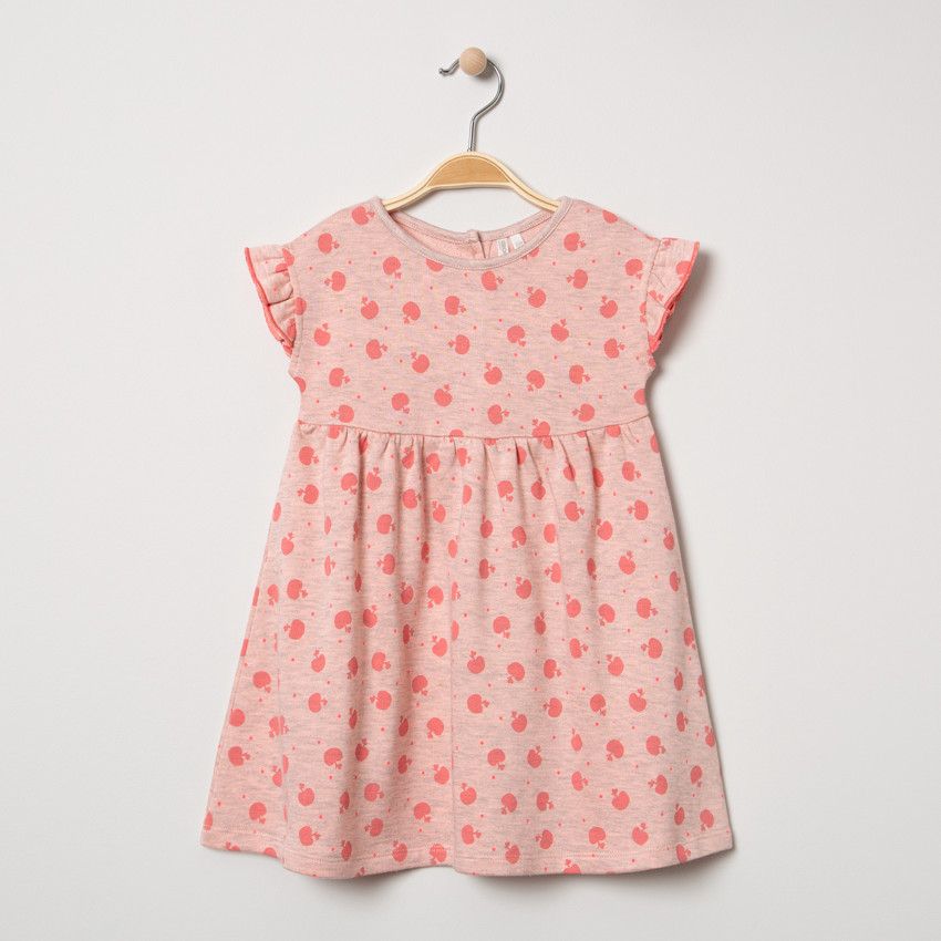 Robe manches courtes volantées à imprimé fantaisie all-over - Rose