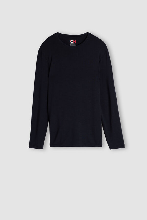 Camiseta de manga comprida em modal e cashmere