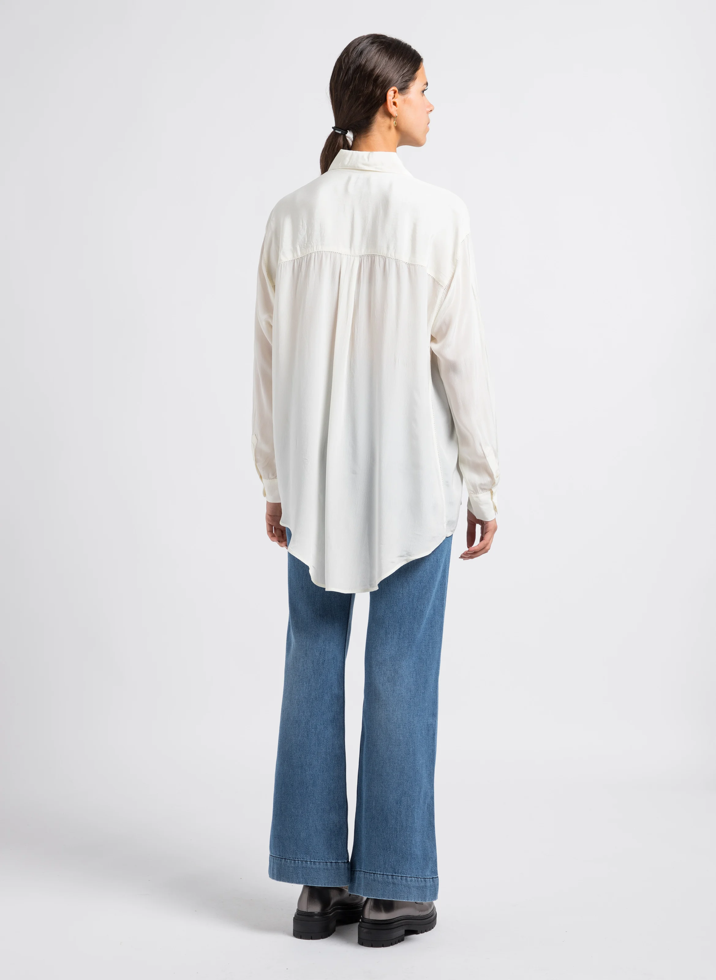 EMILIAN - Jean droit taille haute en coton | Bleu