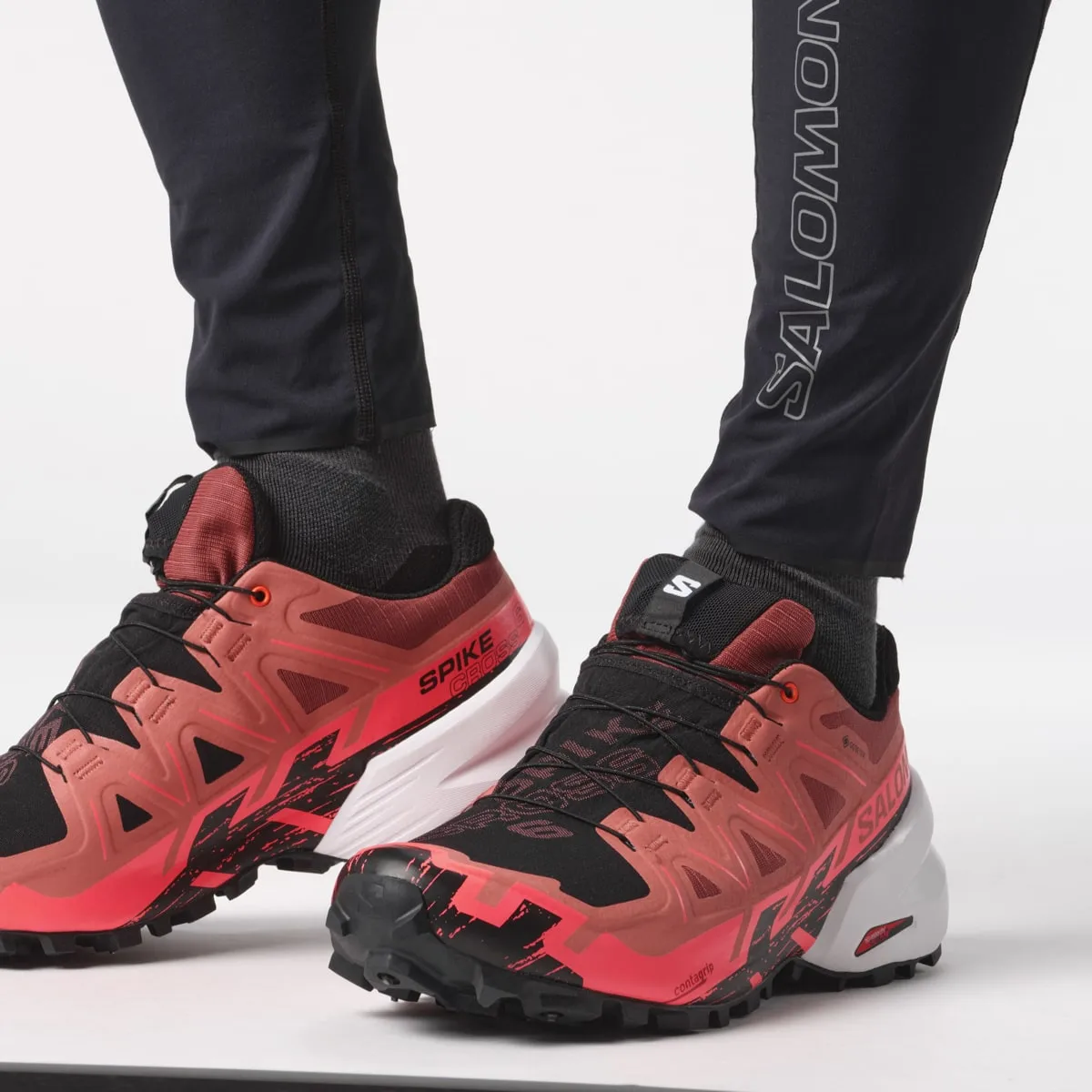 Salomon Unisex Spikecross 6 GORE-TEX Cow Hide/Black/Fiery Coral