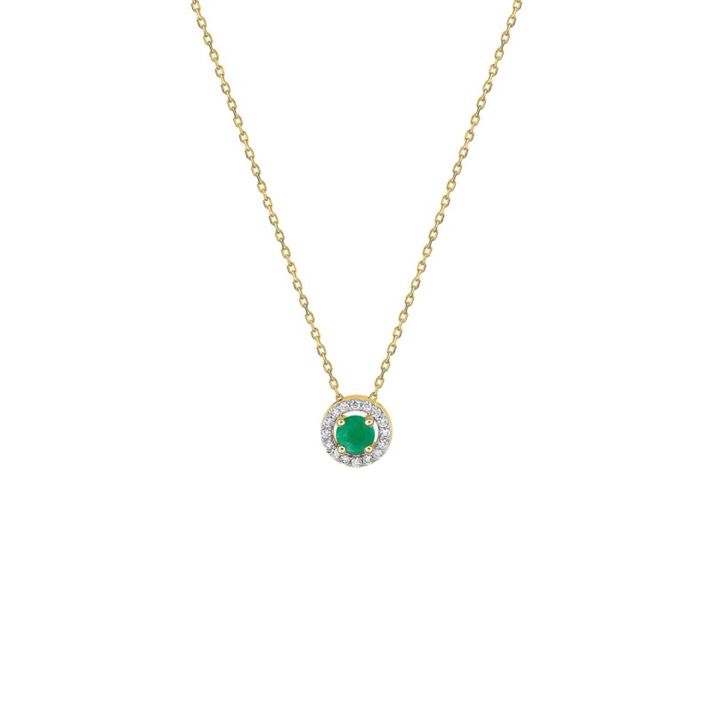 Collier Femme - émeraude - Or 18 Carats - Longueur : 42 cm