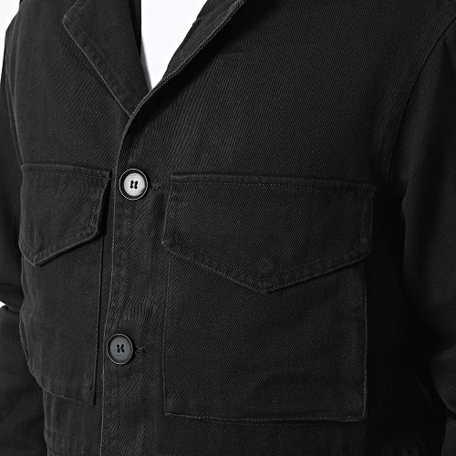 Veste Jean Camouflage Col Mouton Noir