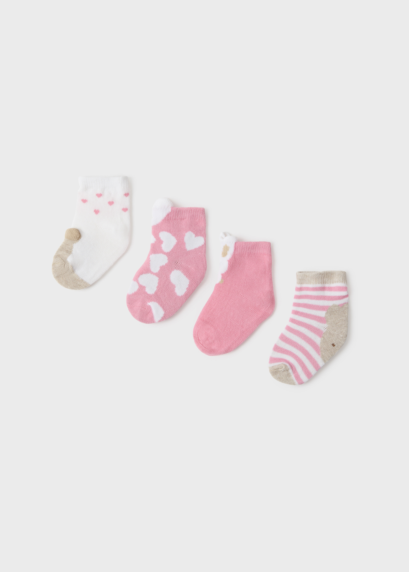 Conjunto de 4 meias para recém-nascidos em mistura de linho e algodão orgânico.