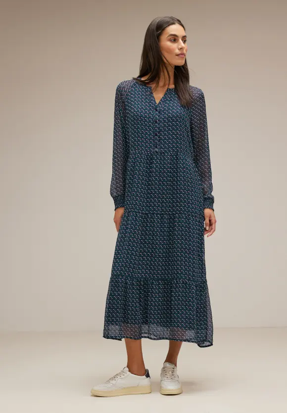 Chiffon Kleid mit Volants - gentle green