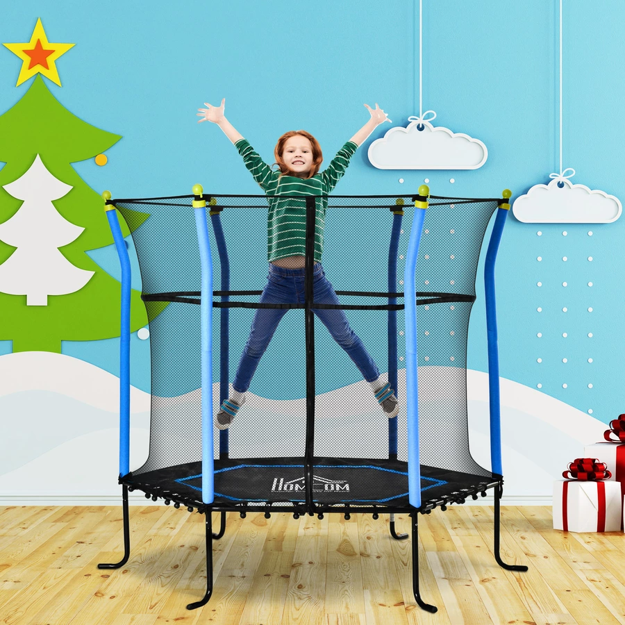 HOMCOM Trampolin mit Sicherheitsnetz blau