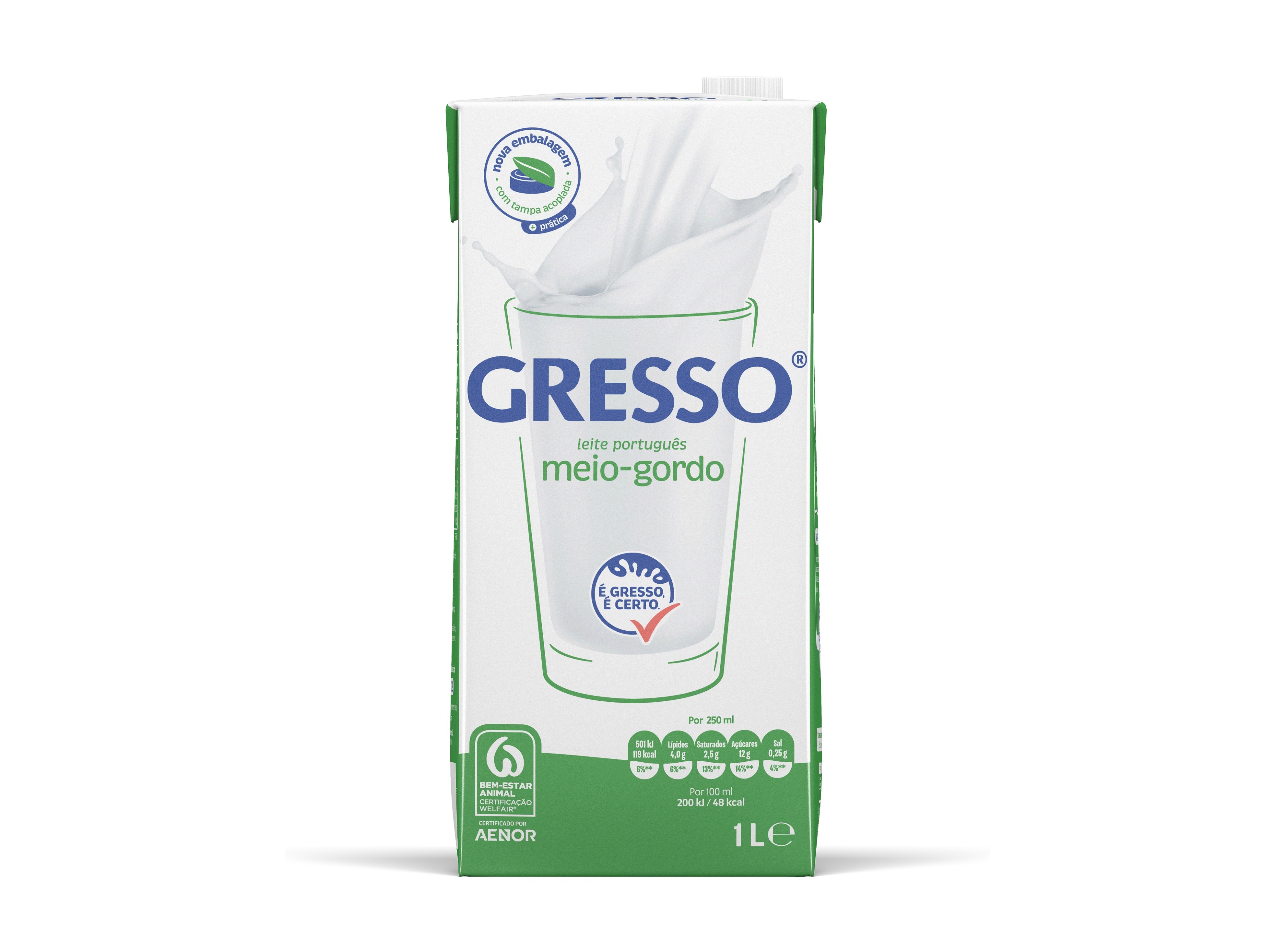 LEITE UHT GRESSO MEIO GORDO 1 L