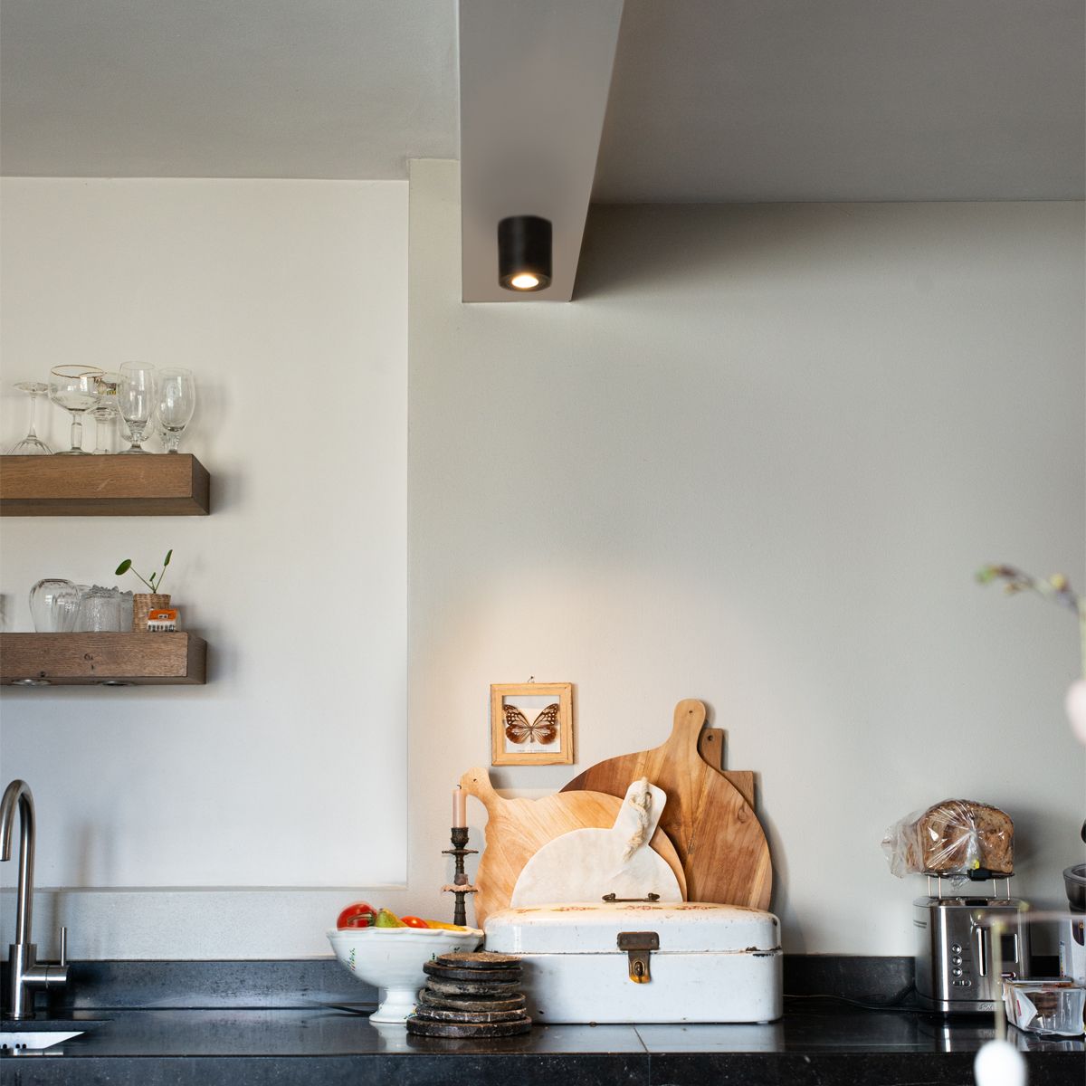 Moderne ronde badkamer spot zwart - Capa