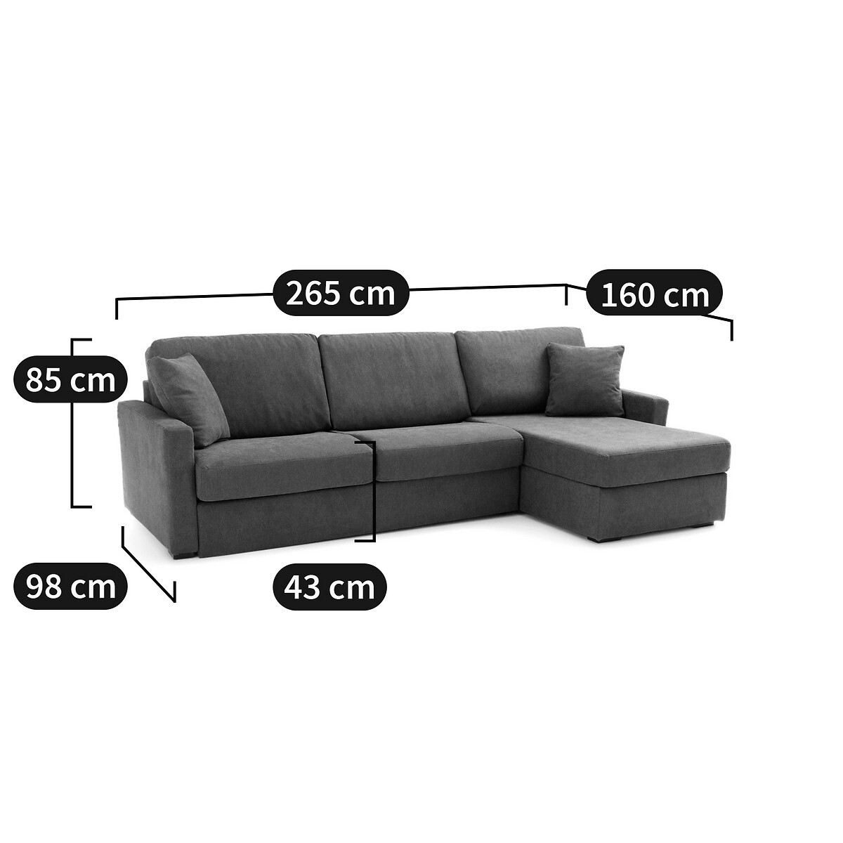 LA REDOUTE INTERIEURS<br>Sofá de canto tecido texturizado, Bultex, Timor