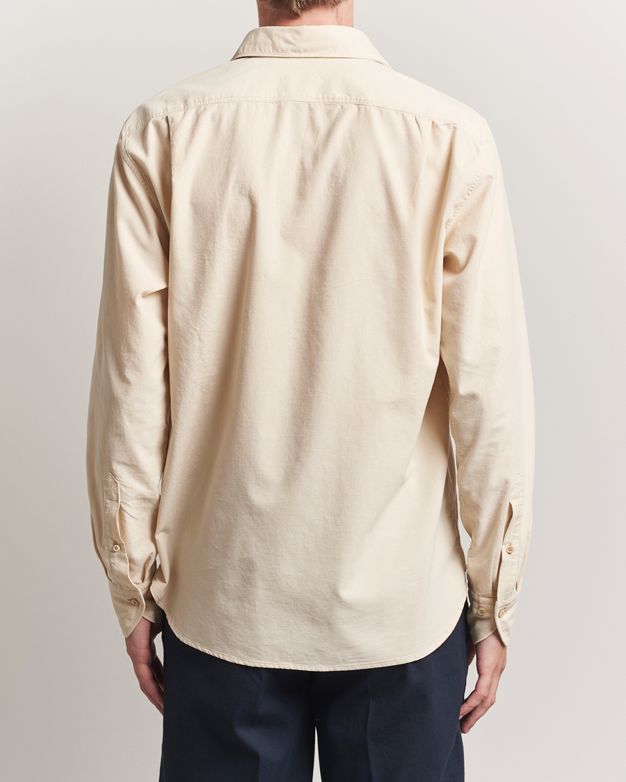 Stenströms Regular Fit Cut Away Cord Shirt Beige