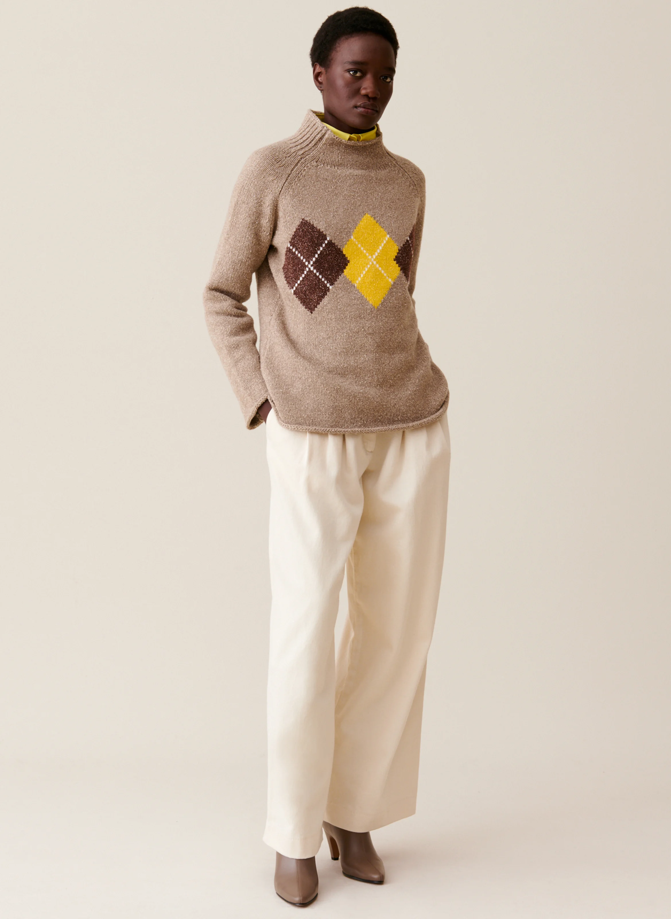 Pull col montant en laine mélangée | Multicolore