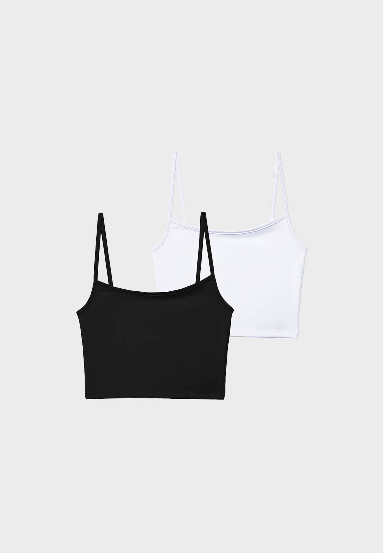 Conjunto com 2 tops cropped de alças finas