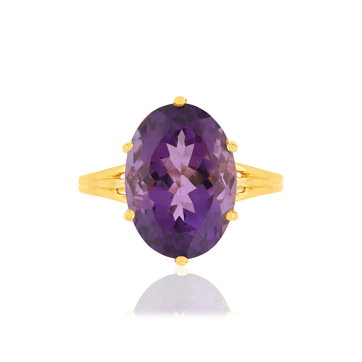 Bague or jaune 750, 1 Améthyste de 5 carats.