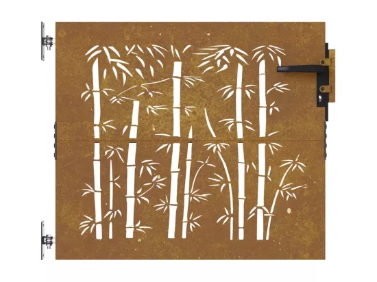 Portail de jardin 85x75 cm acier corten design de bambou