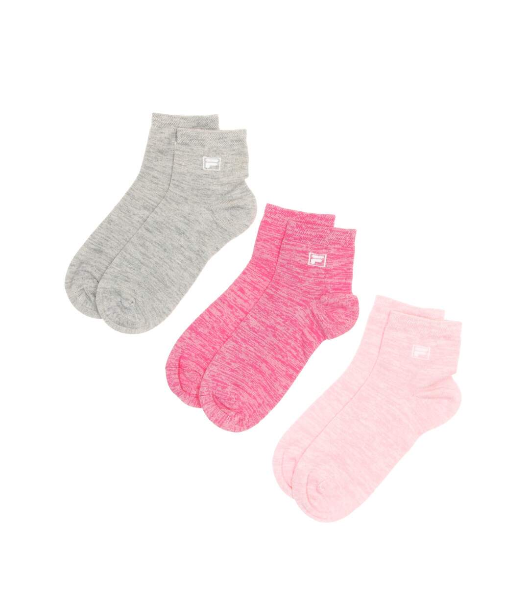 X3 Paires de Chaussettes Rose/Grise Femme Fila Quarter