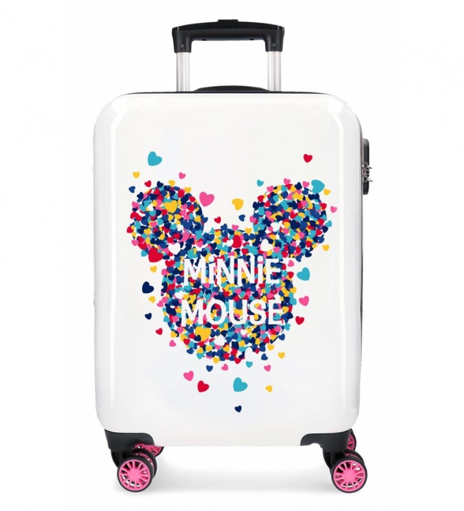Mala mágica da Minnie da Disney, branca e rosa - 36x55x20cm -