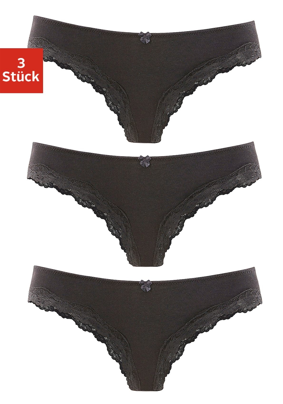 LASCANA Brasilslip , aus elastischer Baumwolle mit zarter Spitze