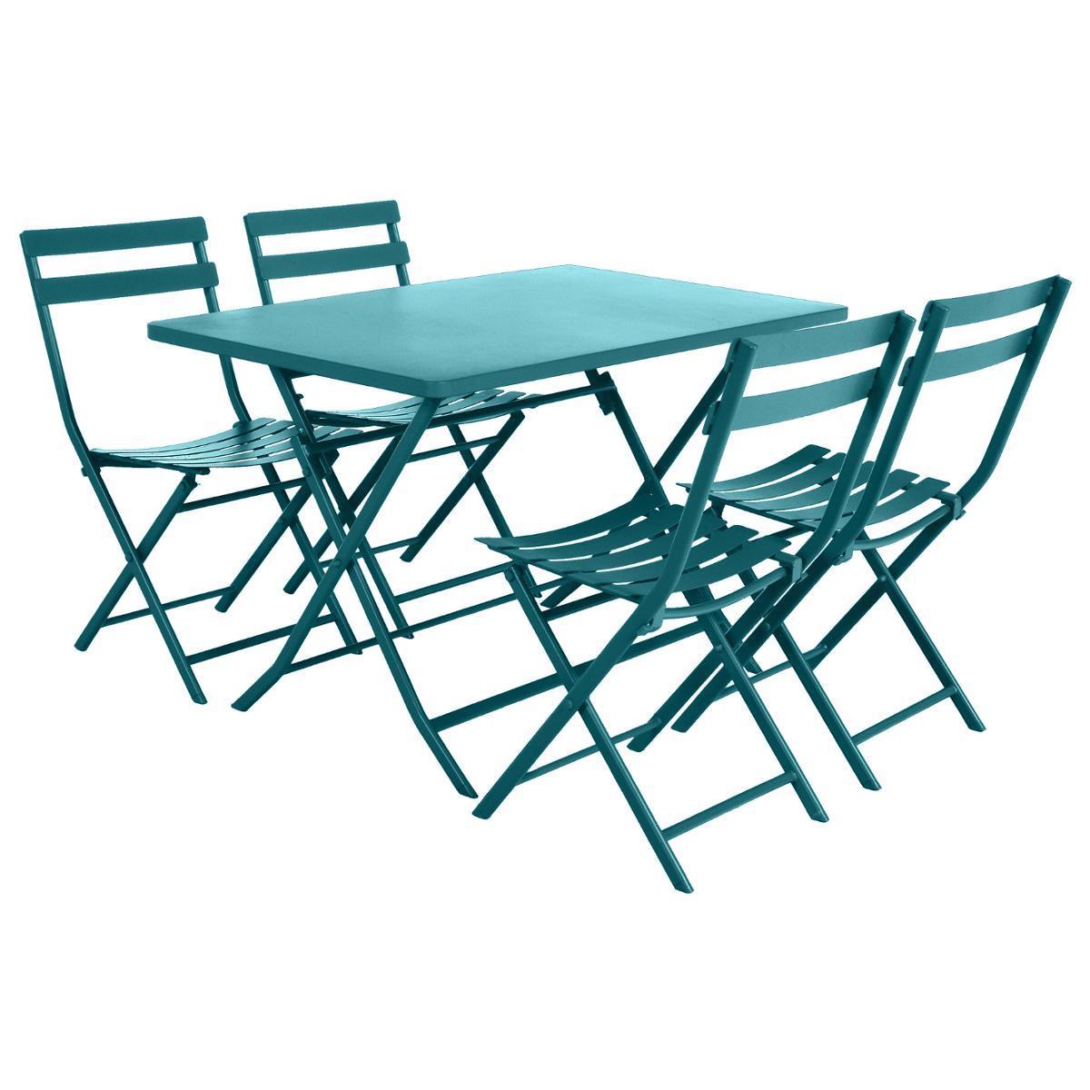TABLE GREENSBORO RECTANGLE BLEU CANARD 4 PLACES