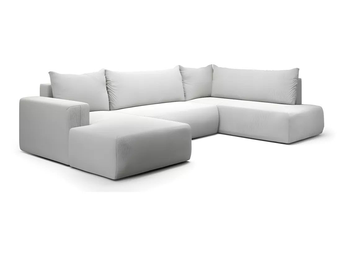 Canapé U 5 places convertible coffre Bliss Gris clair