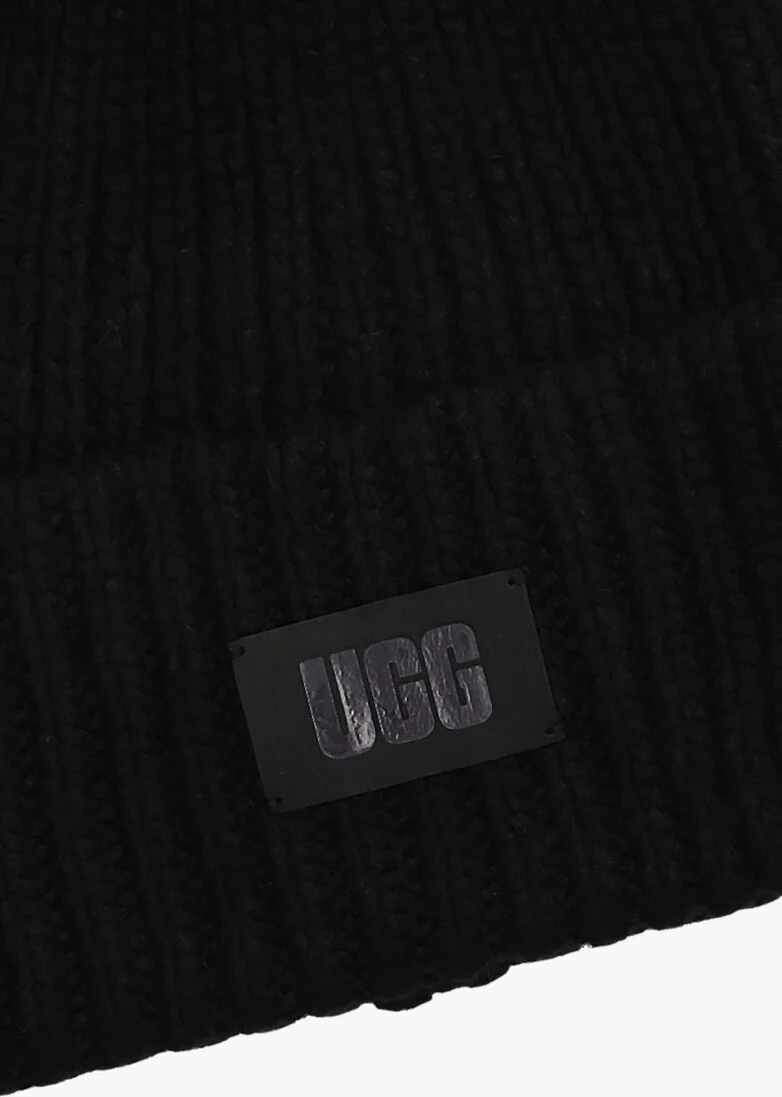 UGG zwarte ugg muts chunky rib knit beanie w pom