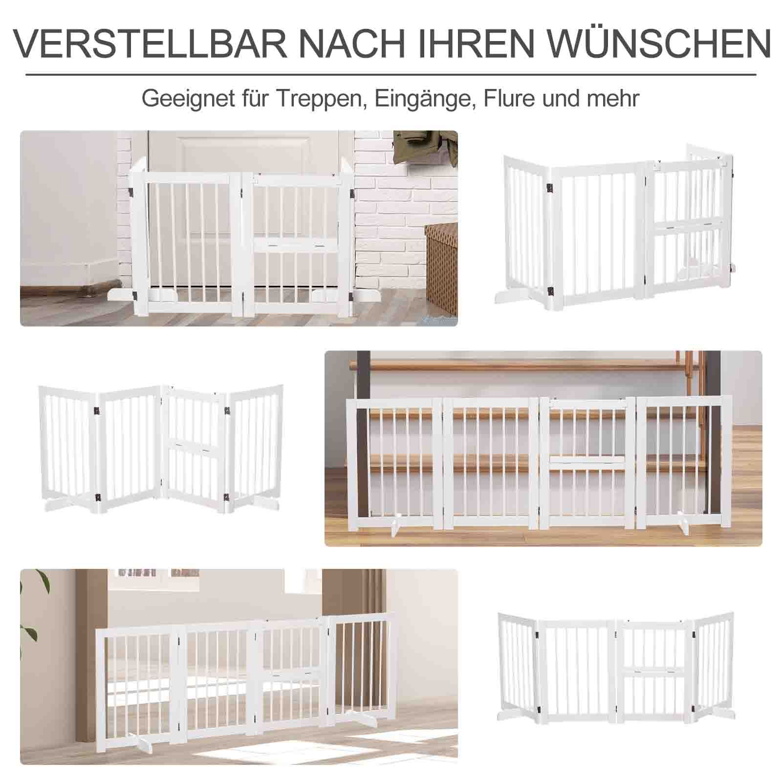 PawHut Hunde Schutzgitter 4-teilig weiß 215 x 38 x 75 cm (LxBxH)