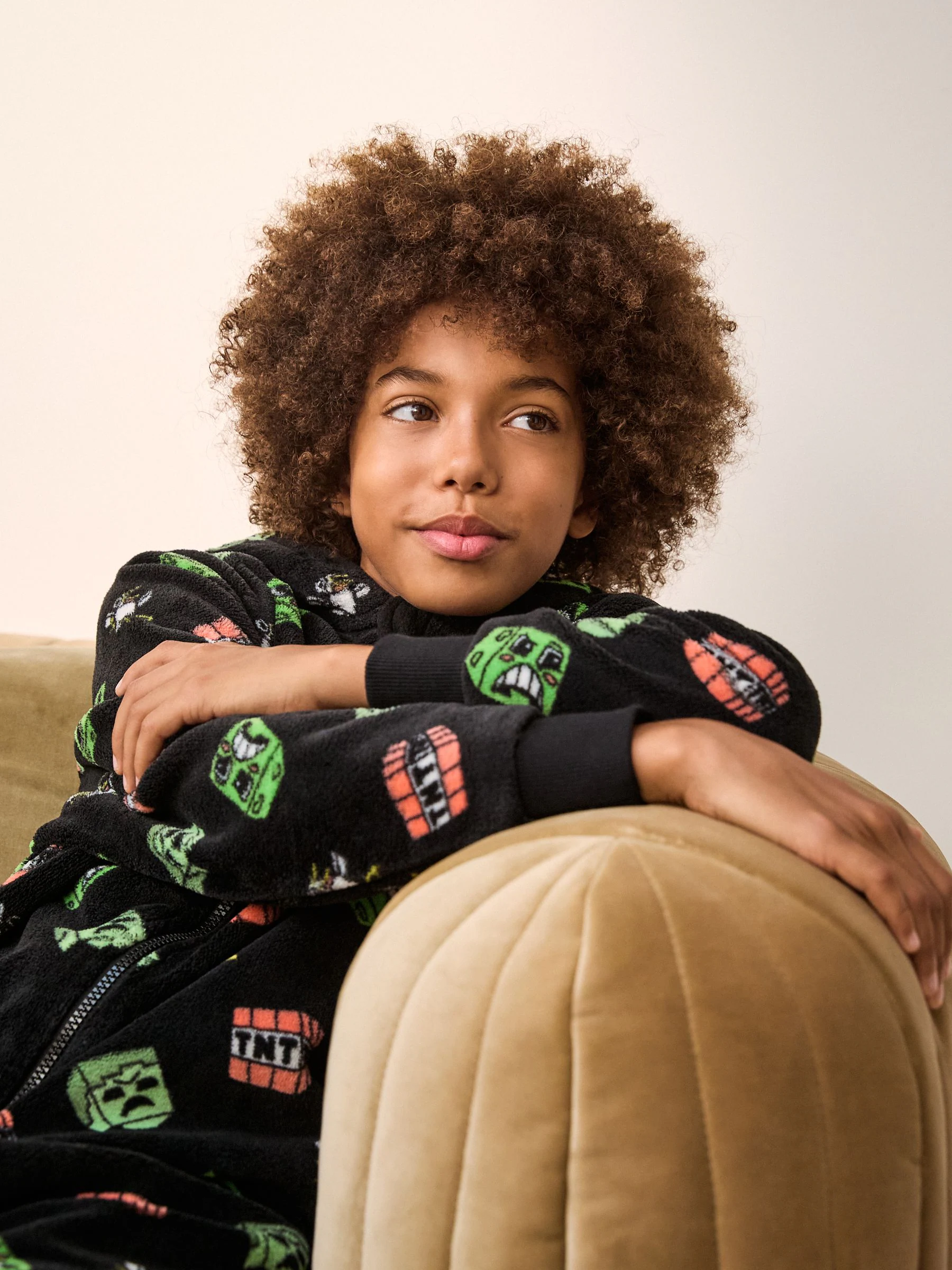 Zwart Minecraft - Fleece onesie met licentie (4-16jr)
