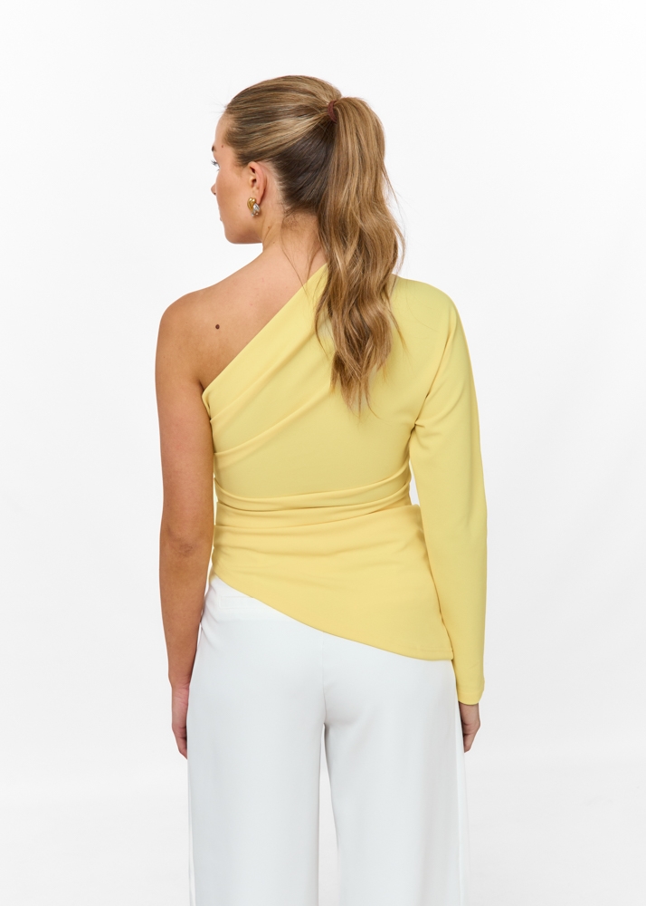Jasmin one shoulder top geel