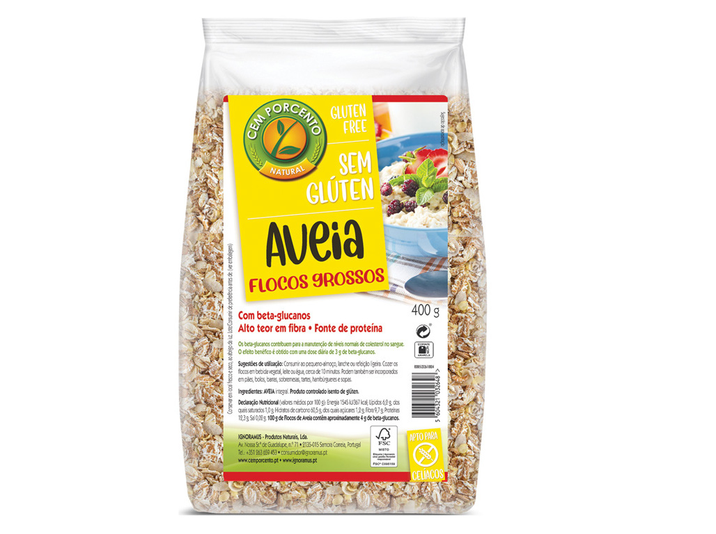 FLOCOS CEM PORCENTO AVEIA GROSSOS SEM GLÚTEN 400G