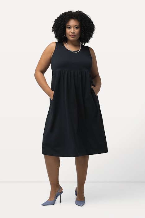 Jerseykleid, Taschen, A-Linie, Rundhals, ärmellos