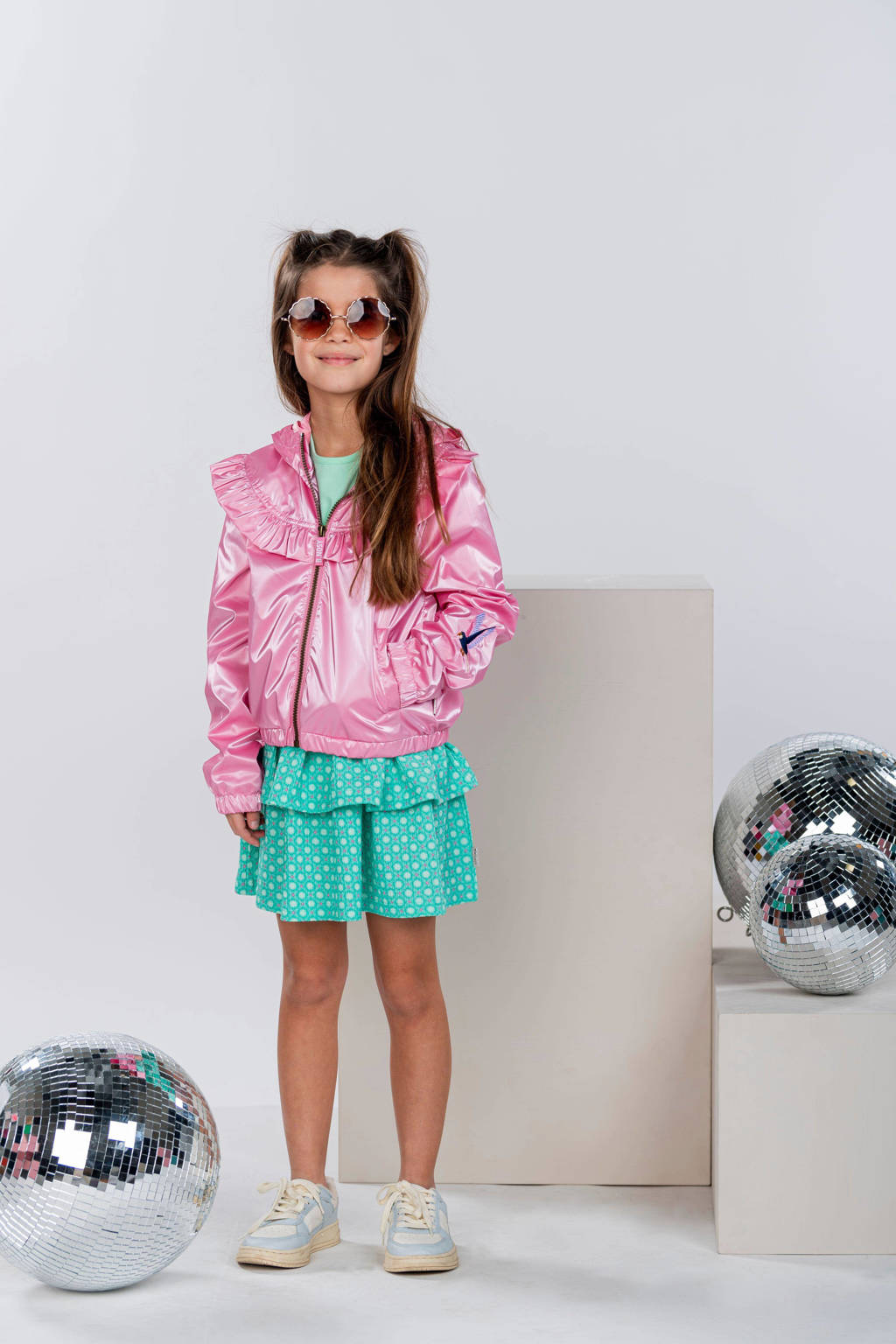 B.Nosy jurk met all over print mintgroen/felroze