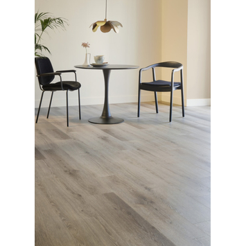 Le Noir & Blanc click PVC Madero rechte stroken grijs/bruin eiken houtlook incl. geïntegreerde ondervloer