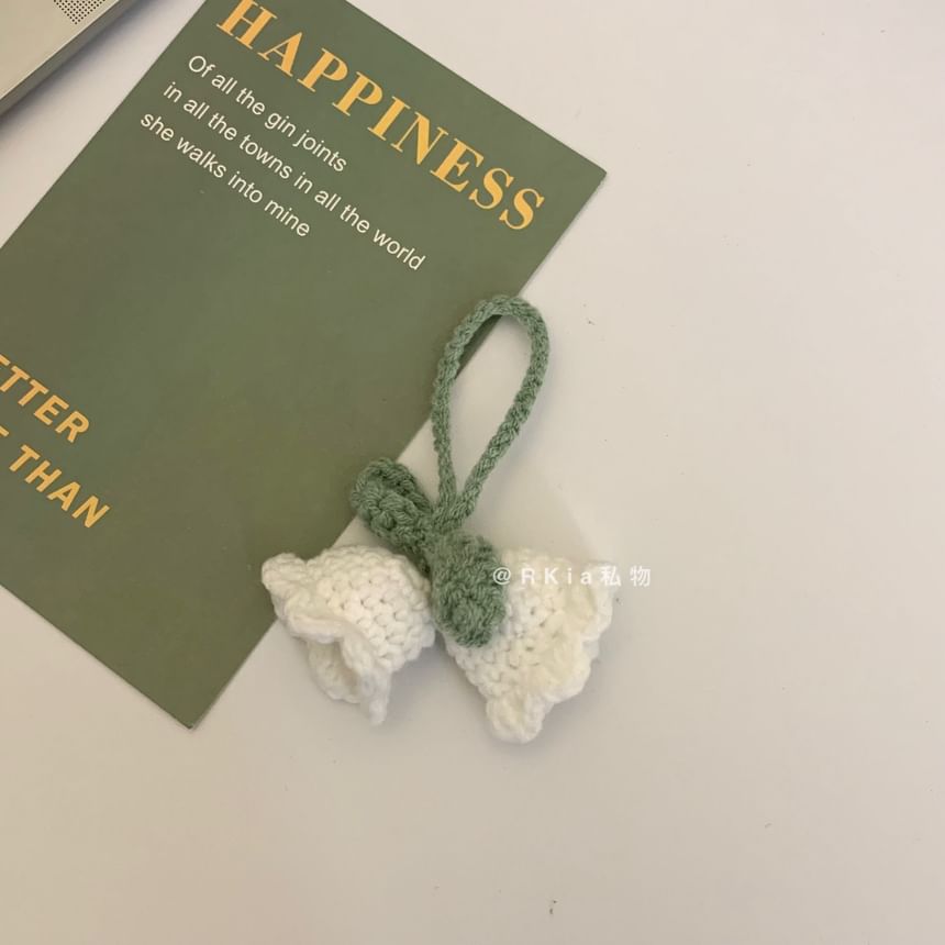 Minbrogy - Sleutelhanger met gebreide bloemen/imitatieparels (verschillende ontwerpen)
