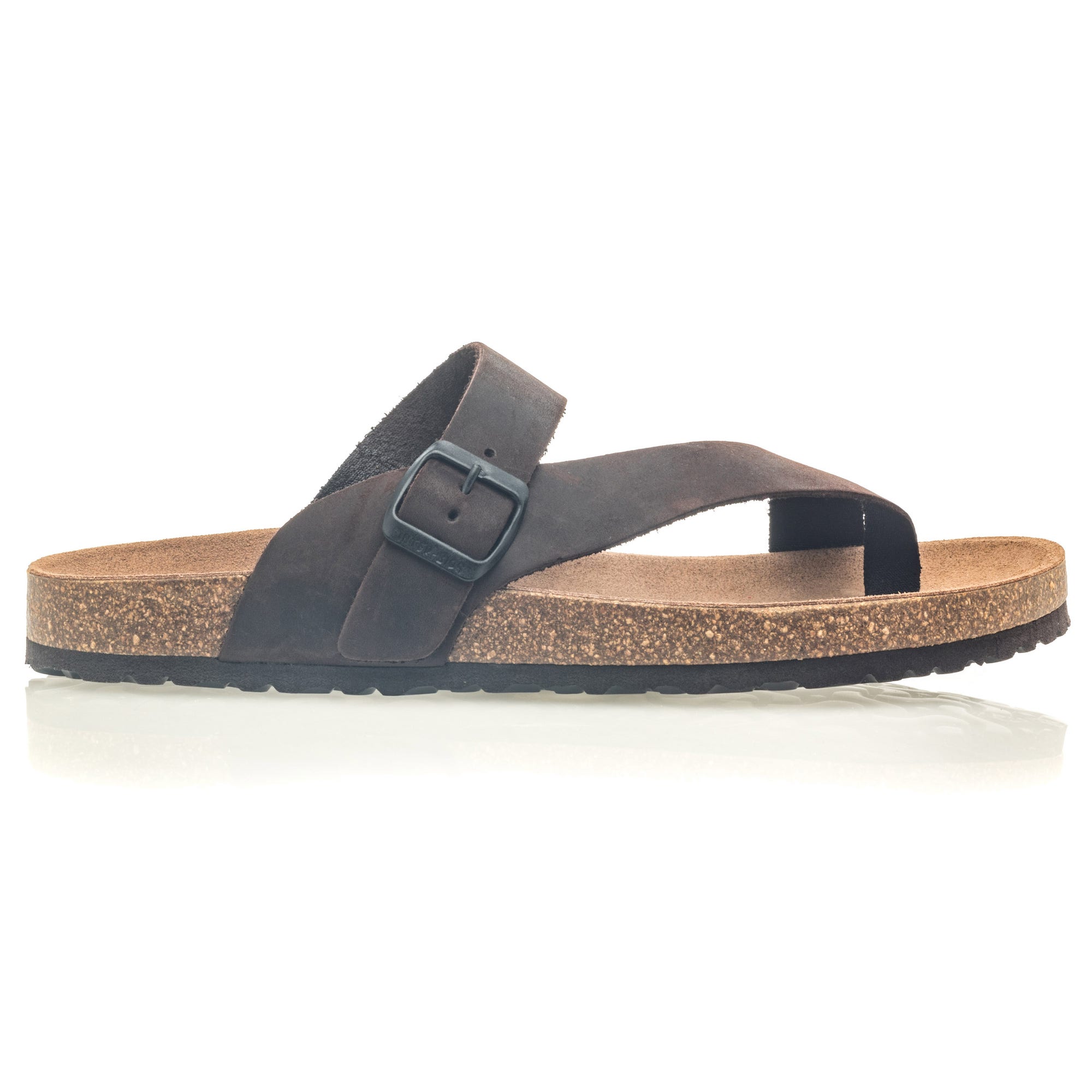 Mules semelle liège Homme en cuir marron