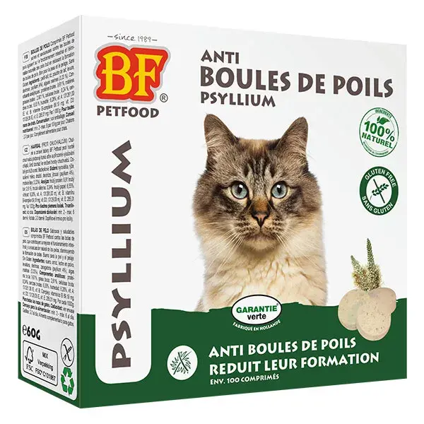 Comprimidos BF Petfood Anti-bolas de pelo, 100 unidades