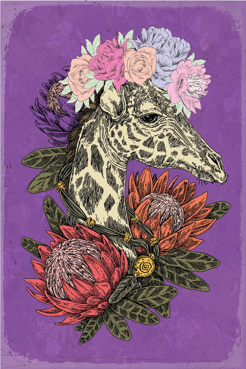 queence Metallbild »Flower Power« Giraffe 1 Stk. tlg.