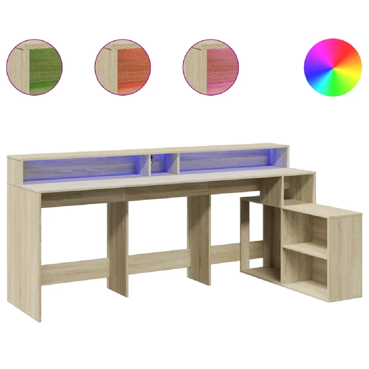 vidaXL Bureau LED - Chêne sonoma