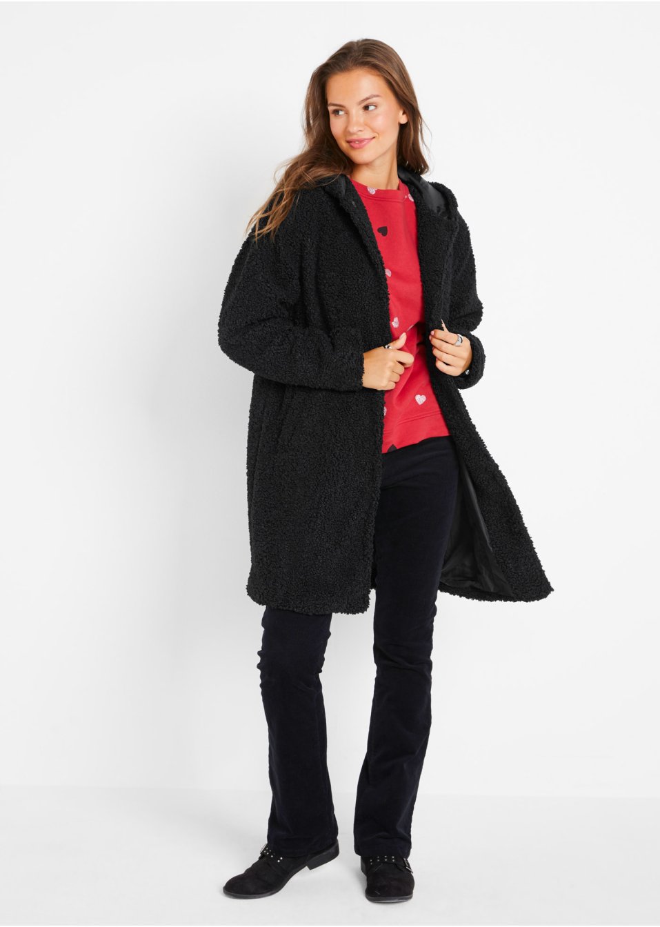 Veste en maille peluche à capuche