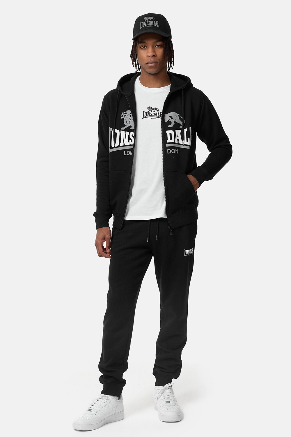 Lonsdale Herren Trainingsanzug mit Kapuze normale Passform YETLINGTON
