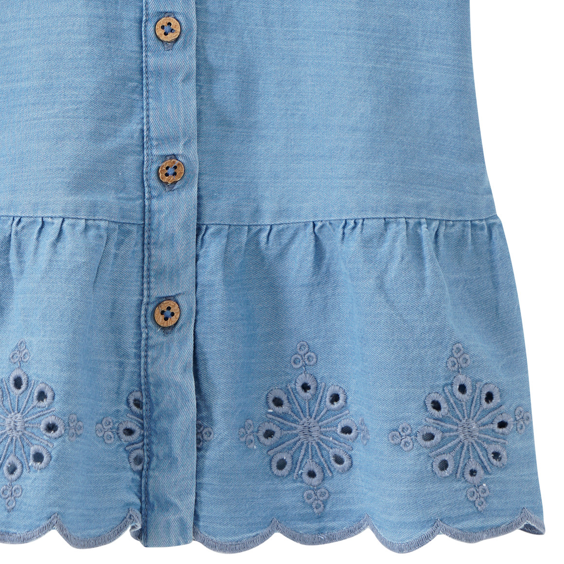 Topomini Baby Jeansbluse mit Lochstickerei blau