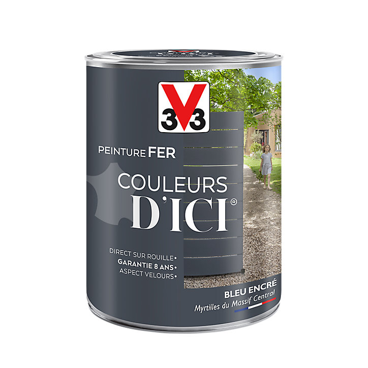 Peinture extérieure fer Couleurs d'ici bleu encré Velours V33 1,5L