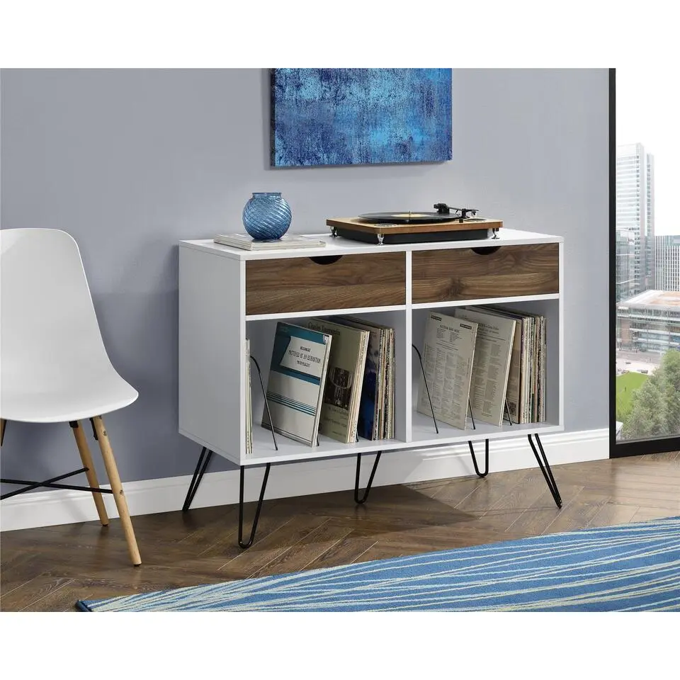 Concord - Draaitafelstandaard met 2 witte MDF lades