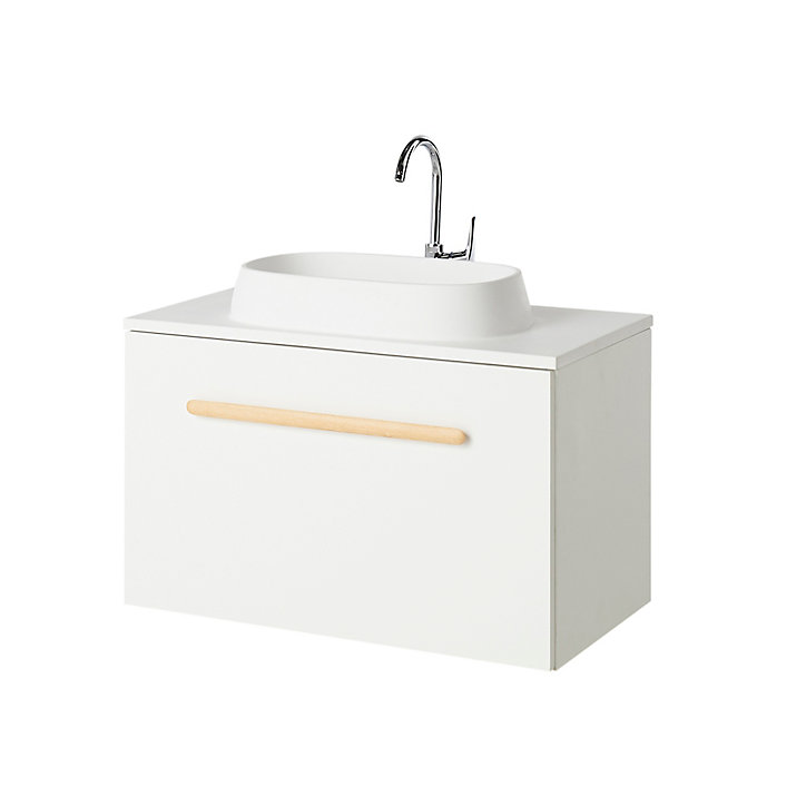 Meuble sous vasque à poser GoodHome Adriska blanc 80 cm + plan vasque Ceara