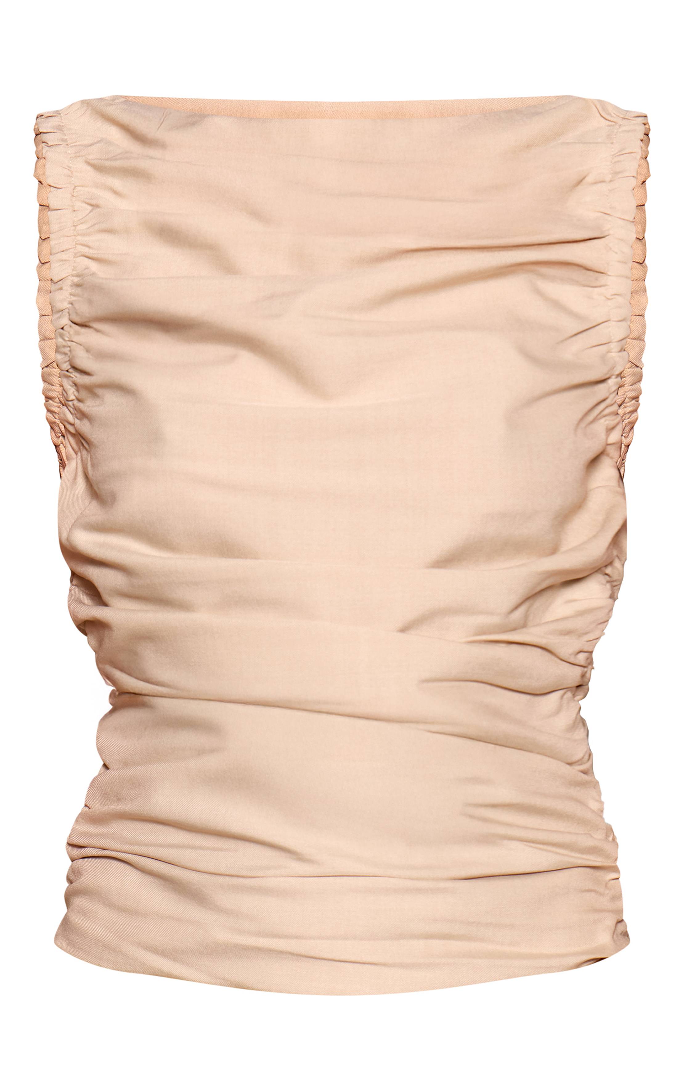 Top Sans Manches En Tissu Tissé Avec Détail Froncé