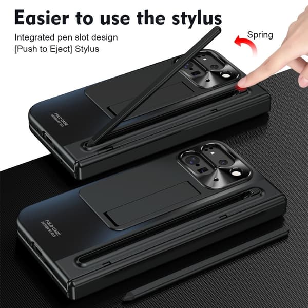 For Google Pixel 9 Pro Fold 5G Deksel med Herdet Glassfilm, Stylus - Svart