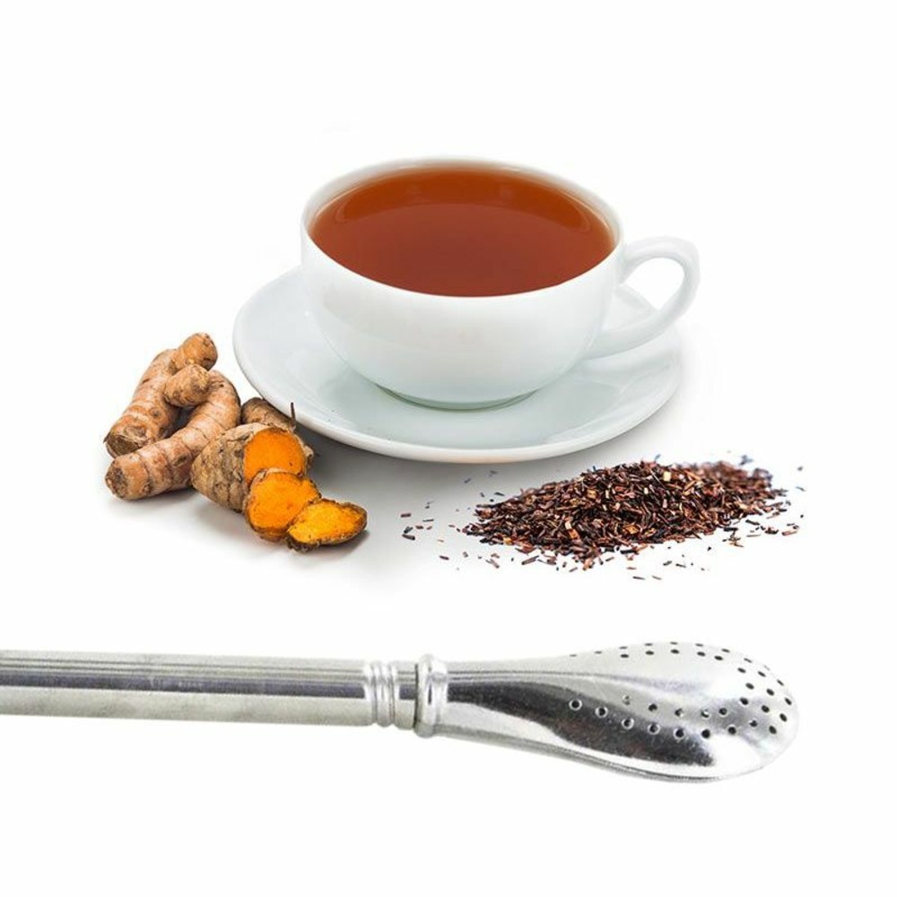 Tisane d'or bio curcuma rooibos 20 sachets + paille inox avec filtre