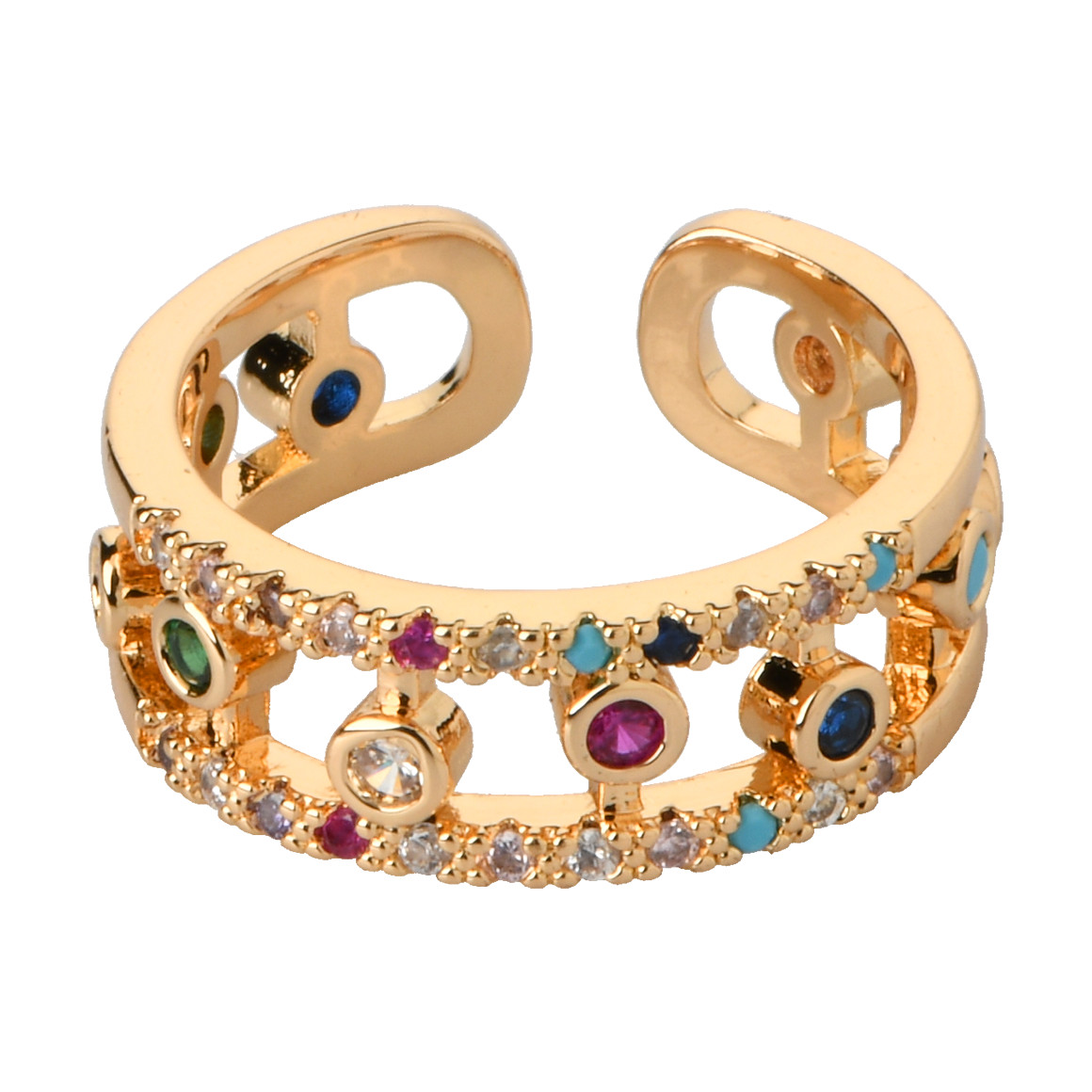 Gina Benotti Damen Ring mit bunten Steinchen gold