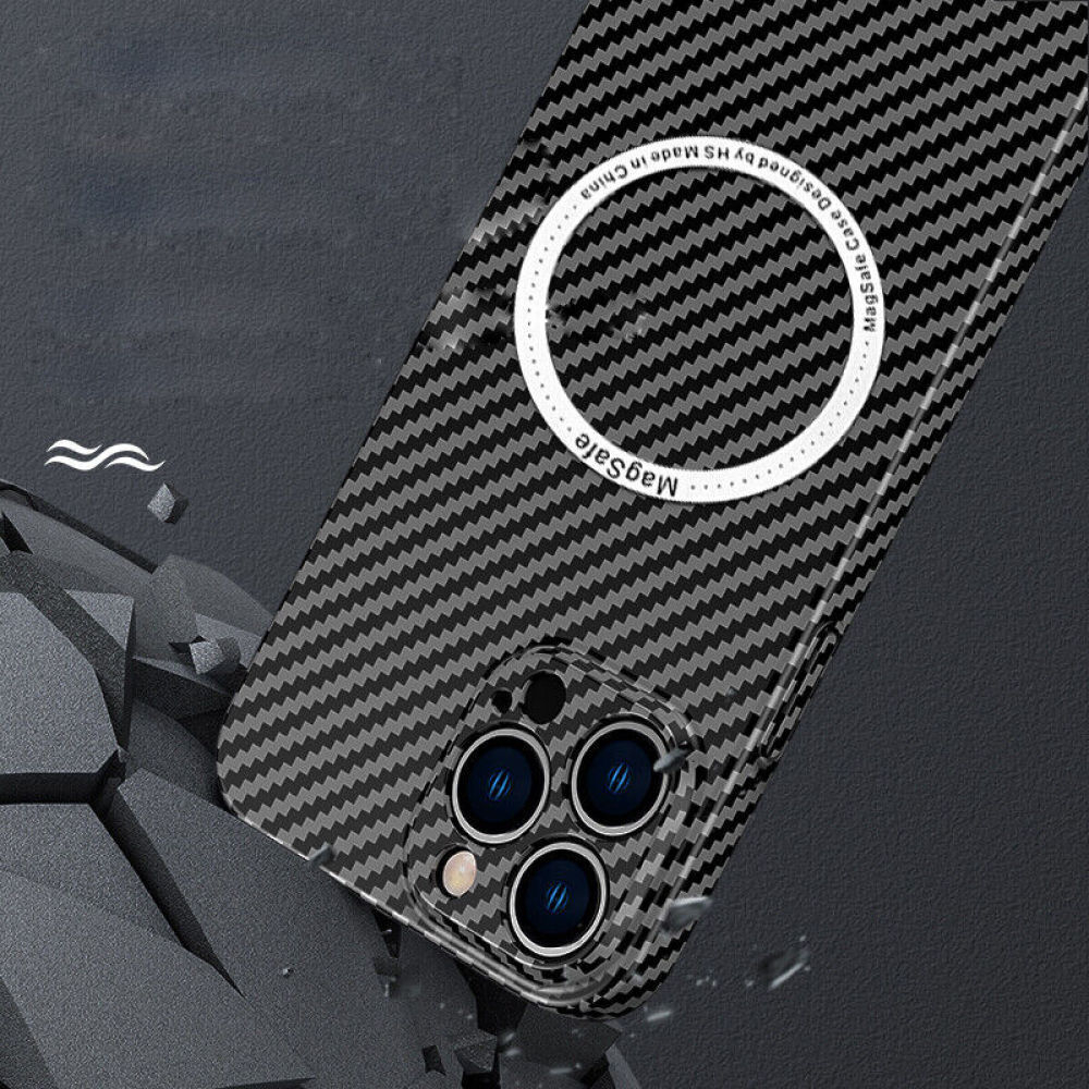 iPhone 13 Pro MagSafe Hardcase Hülle im Carbon Look - Schwarz