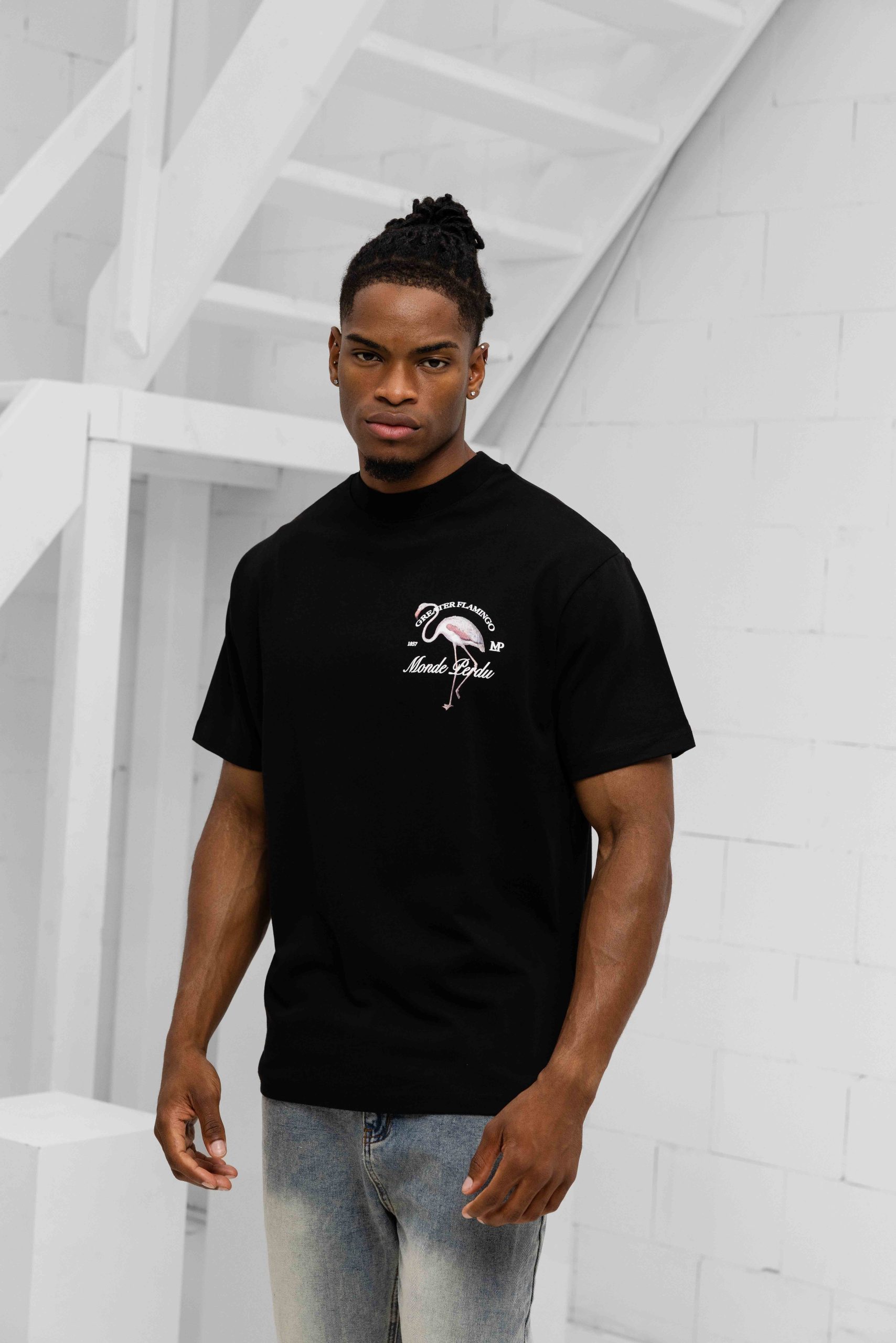 Le Monde Perdu The Greater Flamingo T-Shirt Heren Zwart