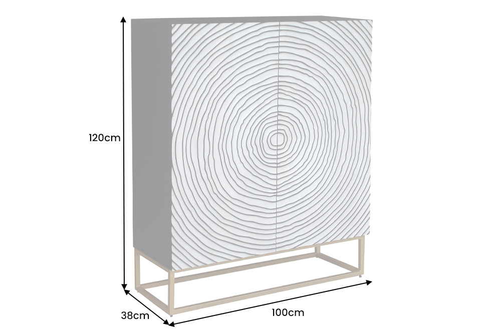 Massivholz Highboard ZEN CIRCLES 120cm dunkelbraun Mangoholz 3D-Design