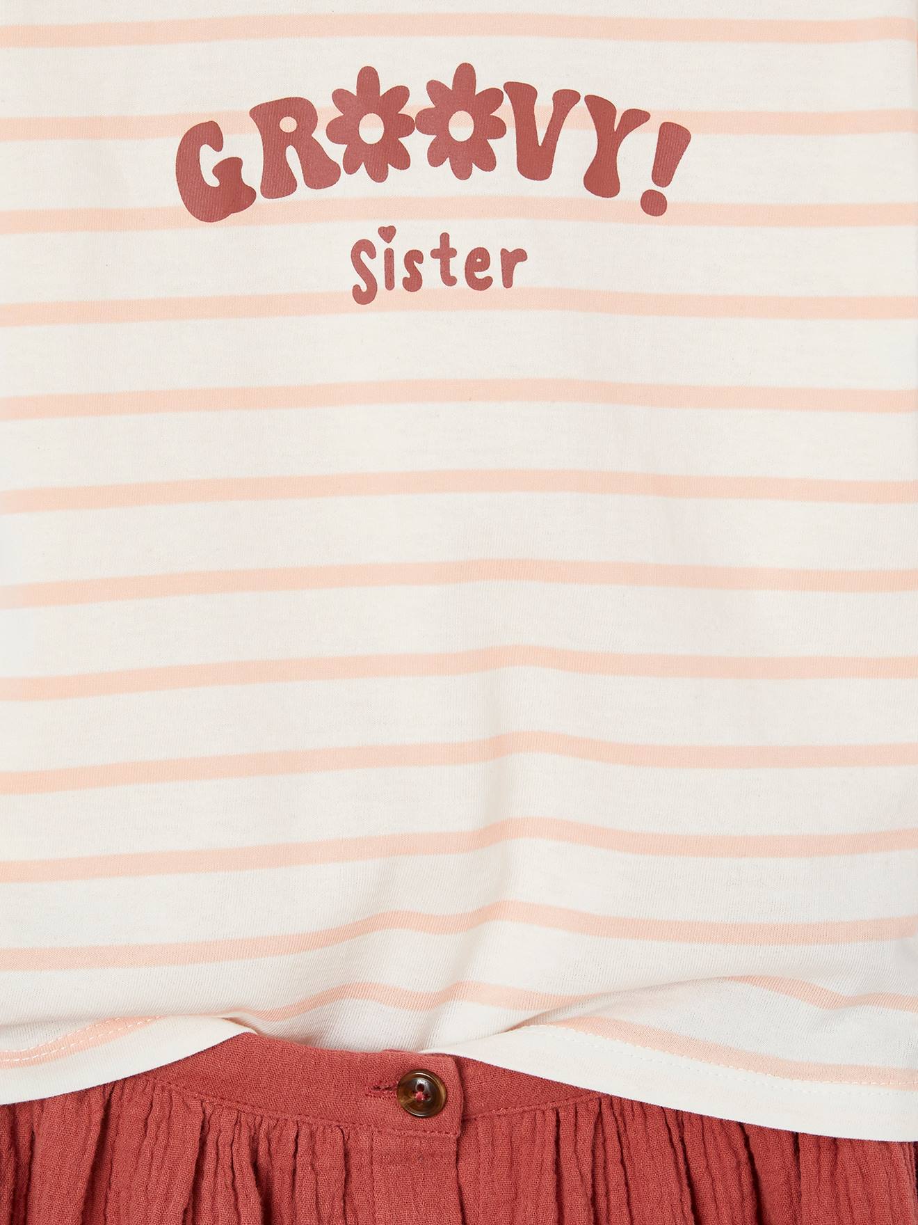Conjunto de camiseta e saia de chiffon de algodão para menina da Clay